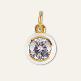 White Enamel Bezel Charm