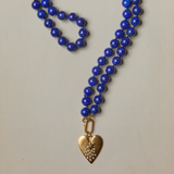 Jumbo Long Lapis Lazuli Knotted Gemstone Necklace