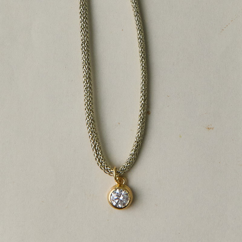 The Bezel Charm on Gold Lurex Cord