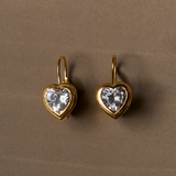Bezel Heart Drop Earrings