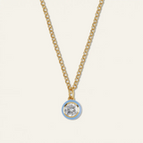 Baby Blue Enamel Bezel Necklace