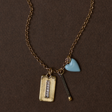 Blue Enamel Heart Charm on custom charm necklace