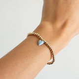 Bead Bracelet with Mini Blue Enamel Heart Charm