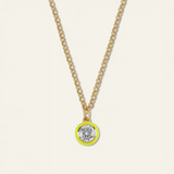 Chartreuse Enamel Bezel Necklace