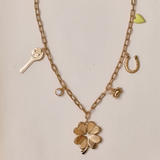 Chartreuse Enamel Heart Charm on a custom charm necklace