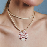 Striped Scallop Shell Cord Necklace