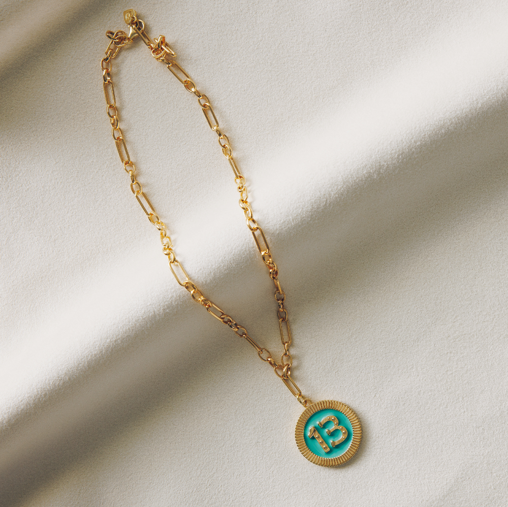 Lucky 13 Green Poker Chip Necklace – HART Lucky 13 Green Poker Chip Necklace – HART