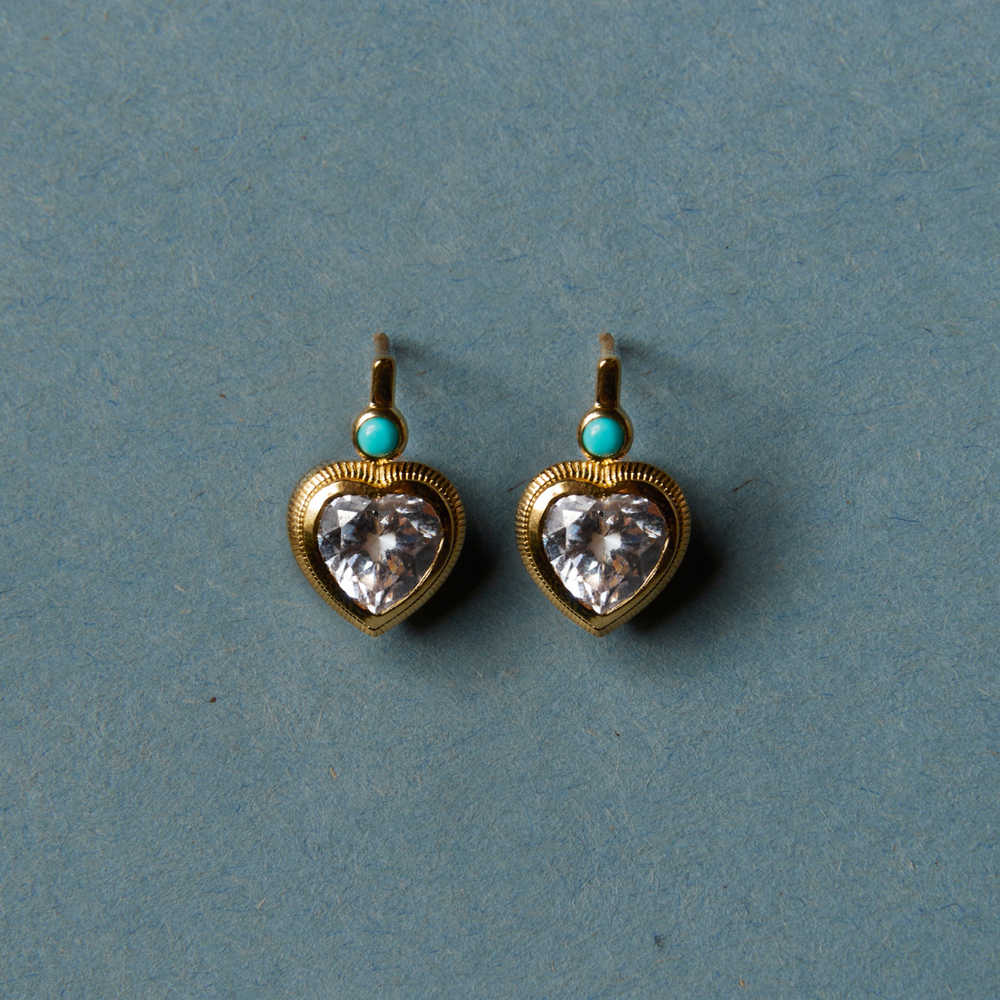 Bezel Heart Earrings with Turquoise – HART