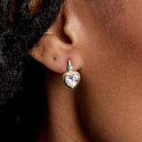 Bezel Heart Earrings with Turquoise