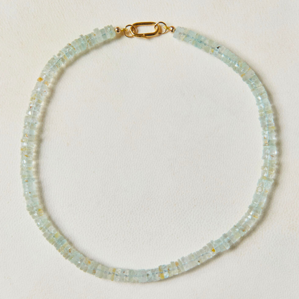 Heishi Light Aquamarine Gemstone Necklace