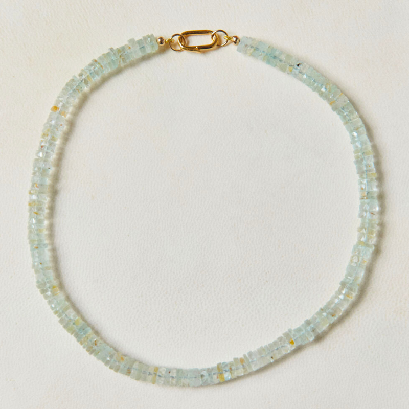 Heishi Light Aquamarine Gemstone Necklace