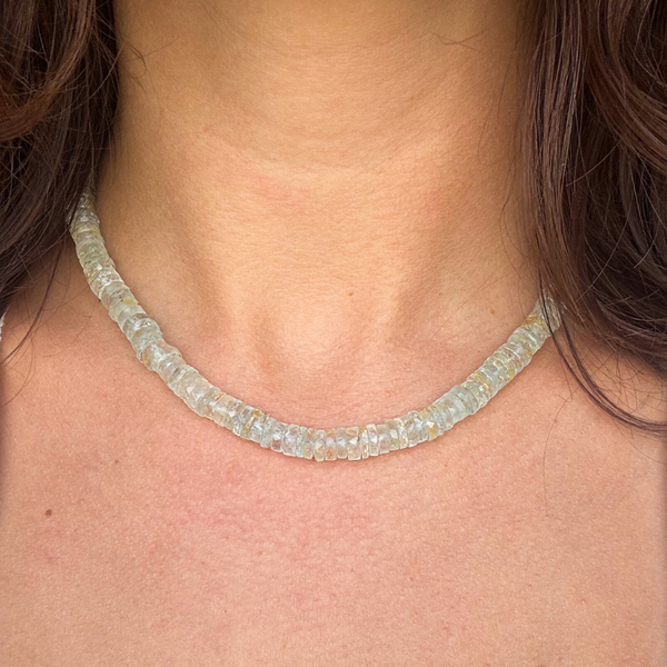 Heishi Light Aquamarine Gemstone Necklace