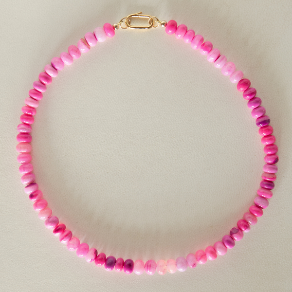 Hot Pink Opal Gemstone Necklace