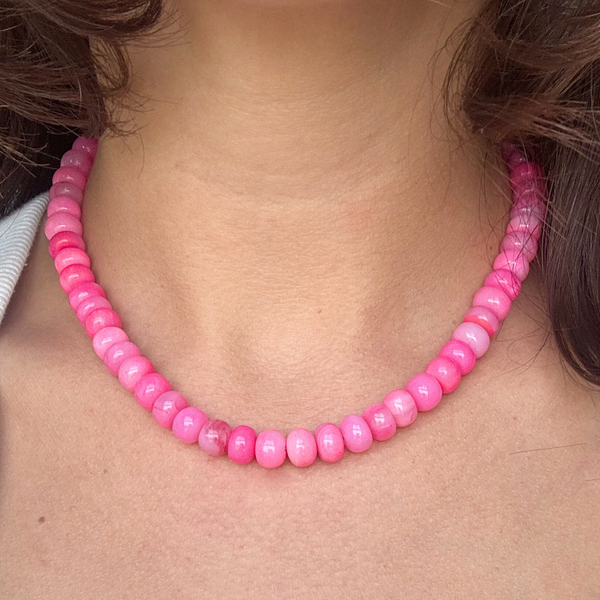 Hot Pink Opal Gemstone Necklace