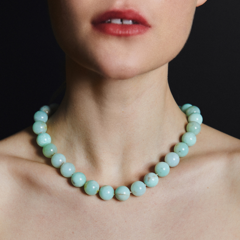 Jumbo Chrysoprase Knotted Gemstone Necklace