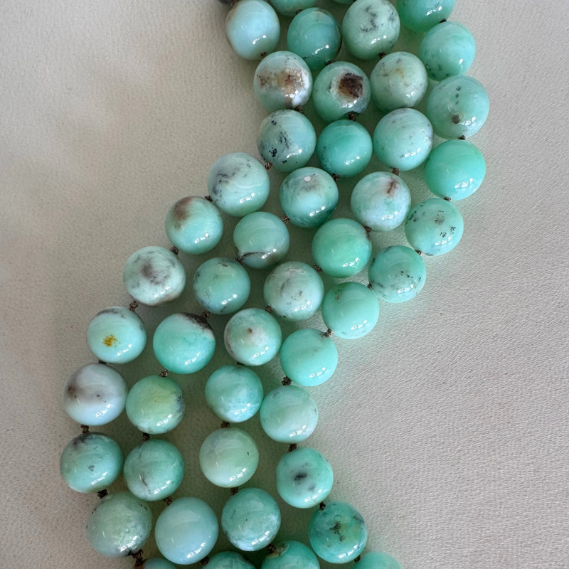 Jumbo Chrysoprase Knotted Gemstone Necklace