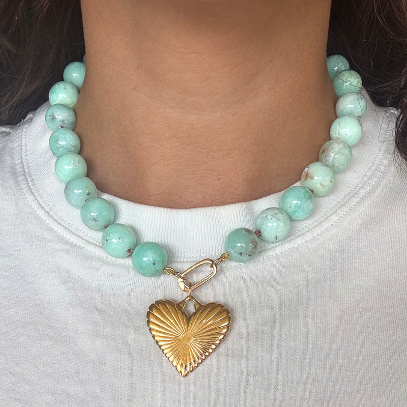 Jumbo Chrysoprase Knotted Gemstone Necklace