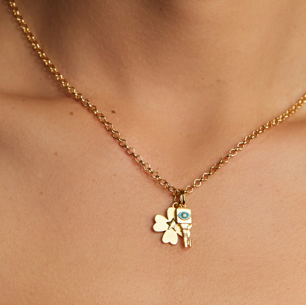 friendship key and clover necklace