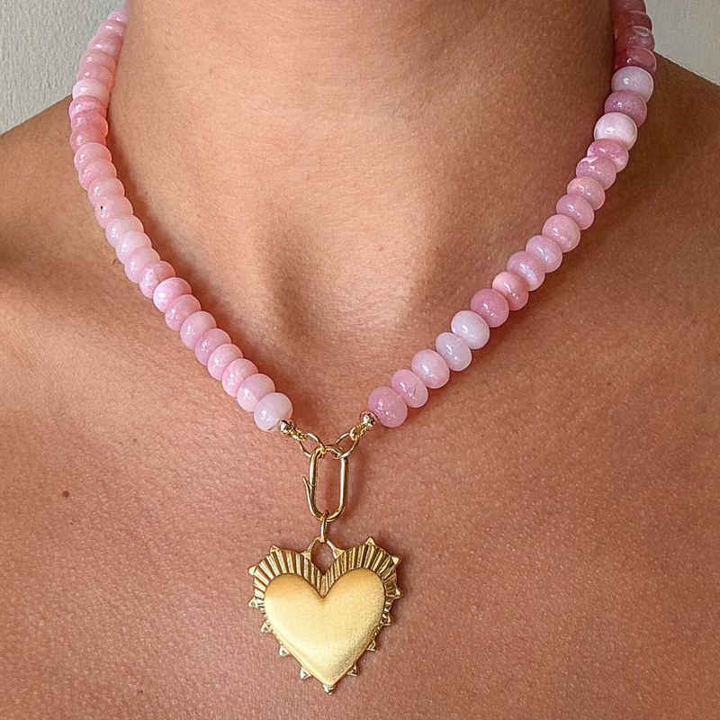 Light pink opal gemstone necklace
