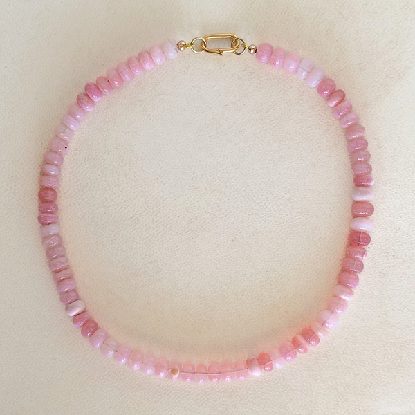 Light pink opal gemstone necklace
