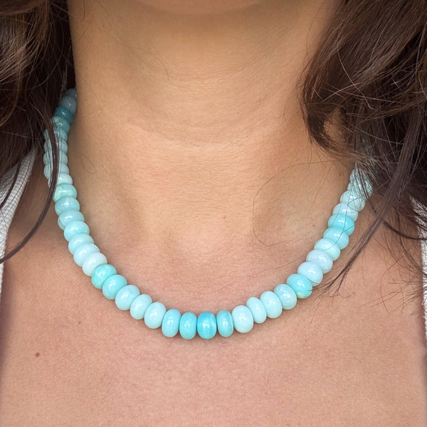 Light Sky Blue Opal Gemstone Necklace
