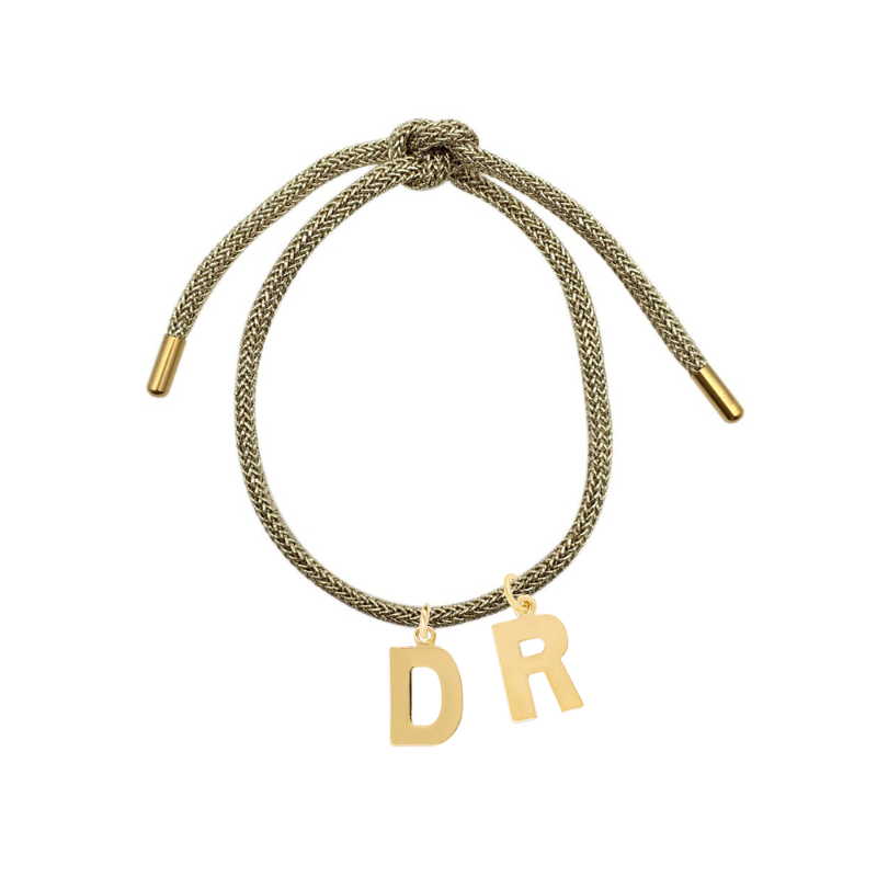 lurex Bracelet with Letter Charm