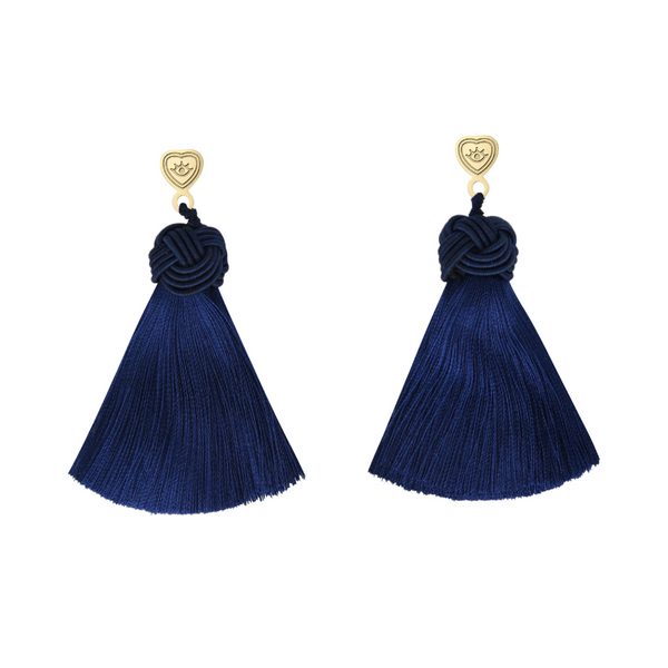 Navy Blue Top Knot Earrings