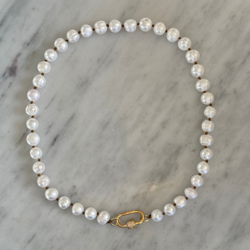 pearl necklace with carabiner