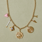 Pink Enamel Heart Charm on custom charm necklace