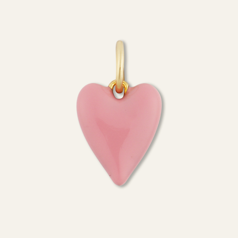Pink Enamel Heart Charm