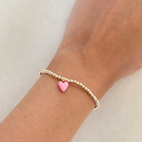 Beaded Bracelet with Mini Pink Enamel Heart
