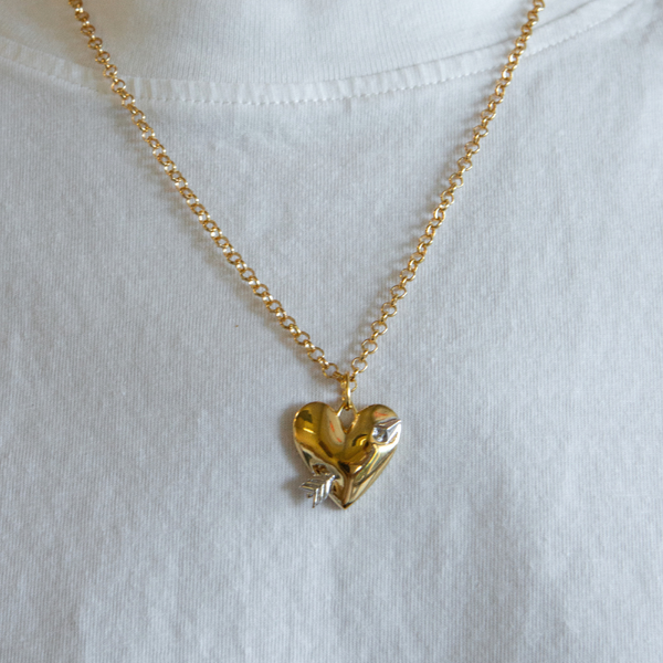 puffy heart with arrow necklace
