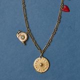 Red Enamel Heart Charm on custom charm necklace