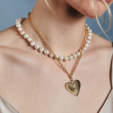 ribbed heart of gold necklace