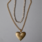 Ribbed Heart of Gold Charm