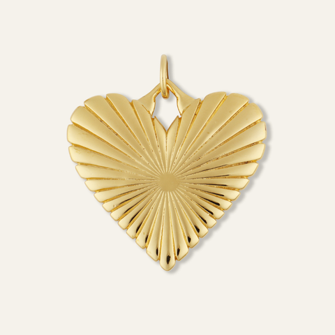 Ribbed Heart of Gold Charm