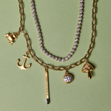 Bezel Tennis Necklace, Loaded Charm Necklace