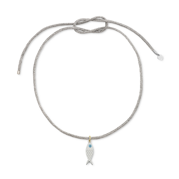 Silver Fish on Silver Lurex Necklace Cord