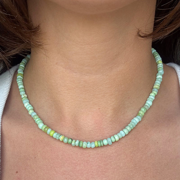 Teeny Green Opal Gemstone Necklace