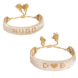 Custom White & Gold Beaded Bracelet