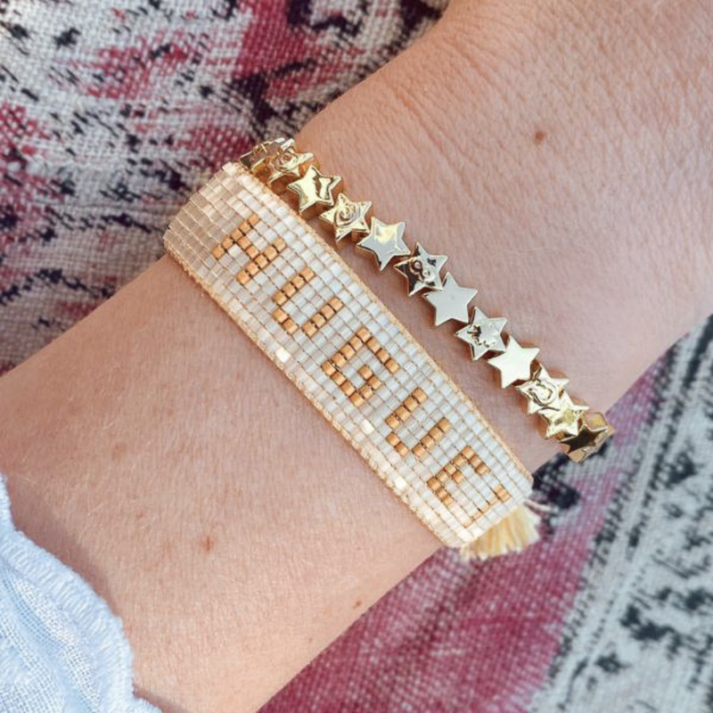 Custom White & Gold Beaded Bracelet