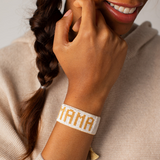 White & Gold MAMA Beaded Bracelet