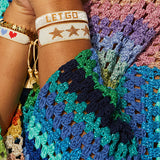 White with Gold Stars Beaded Bracelet