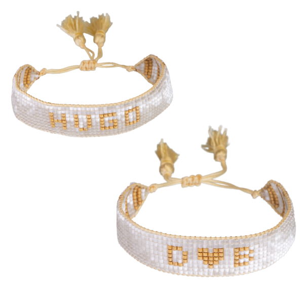 Custom White & Gold Beaded Bracelet