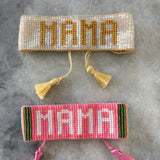 White & Gold MAMA Beaded Bracelet