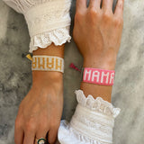 White & Gold MAMA Beaded Bracelet