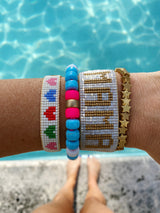Rainbow Hearts Beaded Bracelet
