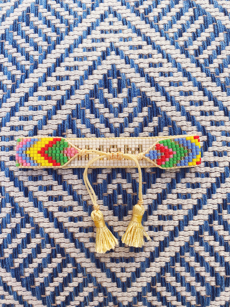 Chevron Rainbow MAMA Beaded Bracelet