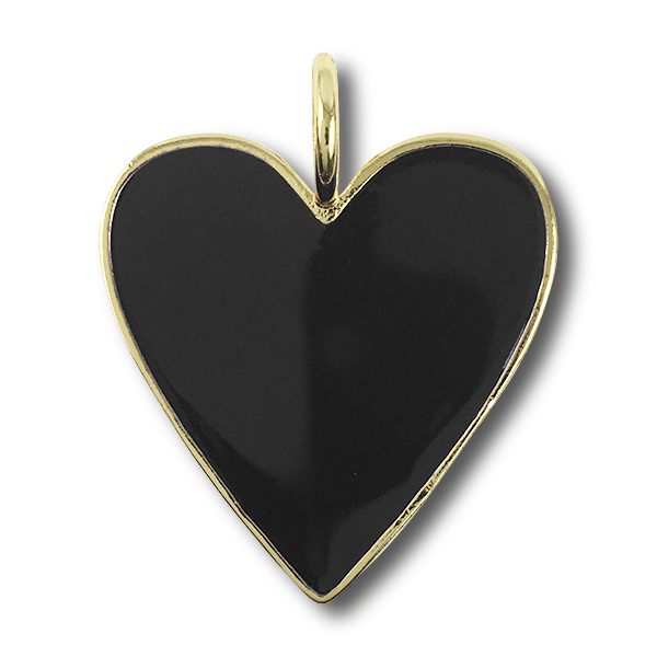 Black Enamel Heart Charm