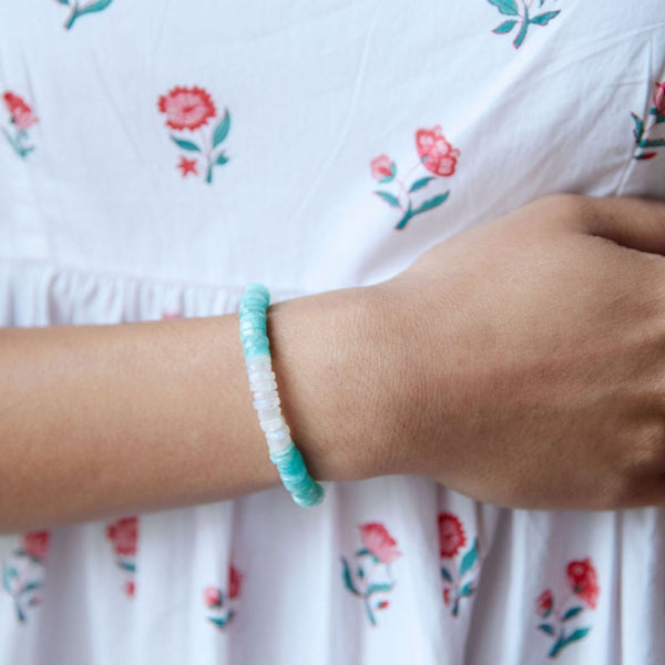 Moonstone + Amazonite Mix Stretch Bracelet